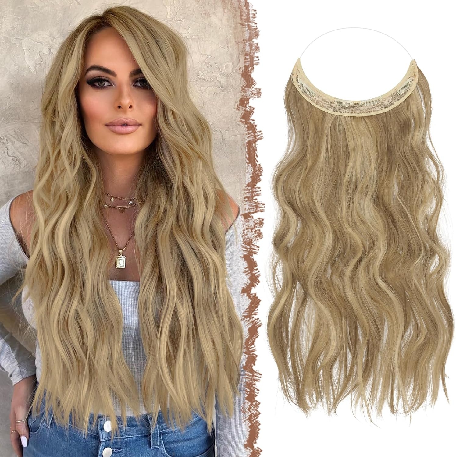 FESHFEN Haarverlenging Onzichtbaar - Blond Krullend (40cm) - 51% Korting!