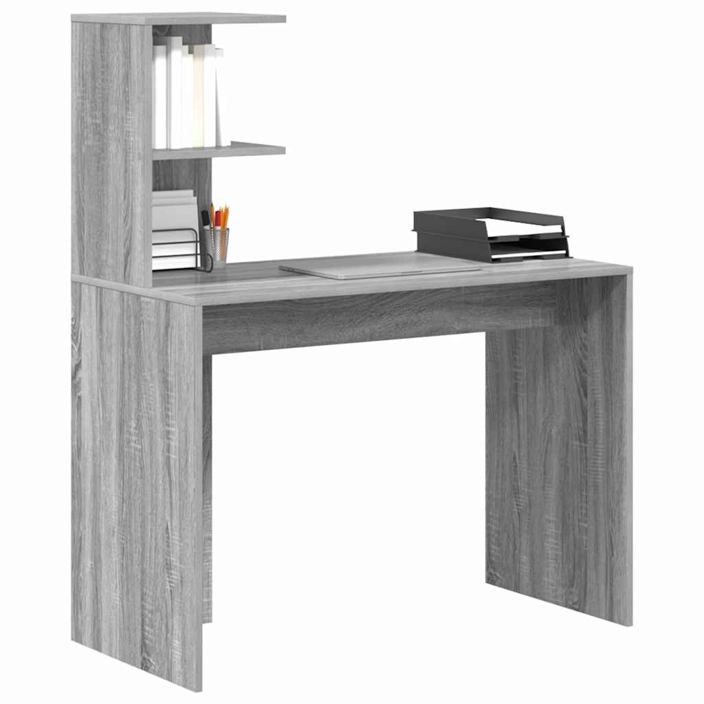 vidaXL Bureau met Plank (Grijs) - 53% Korting!