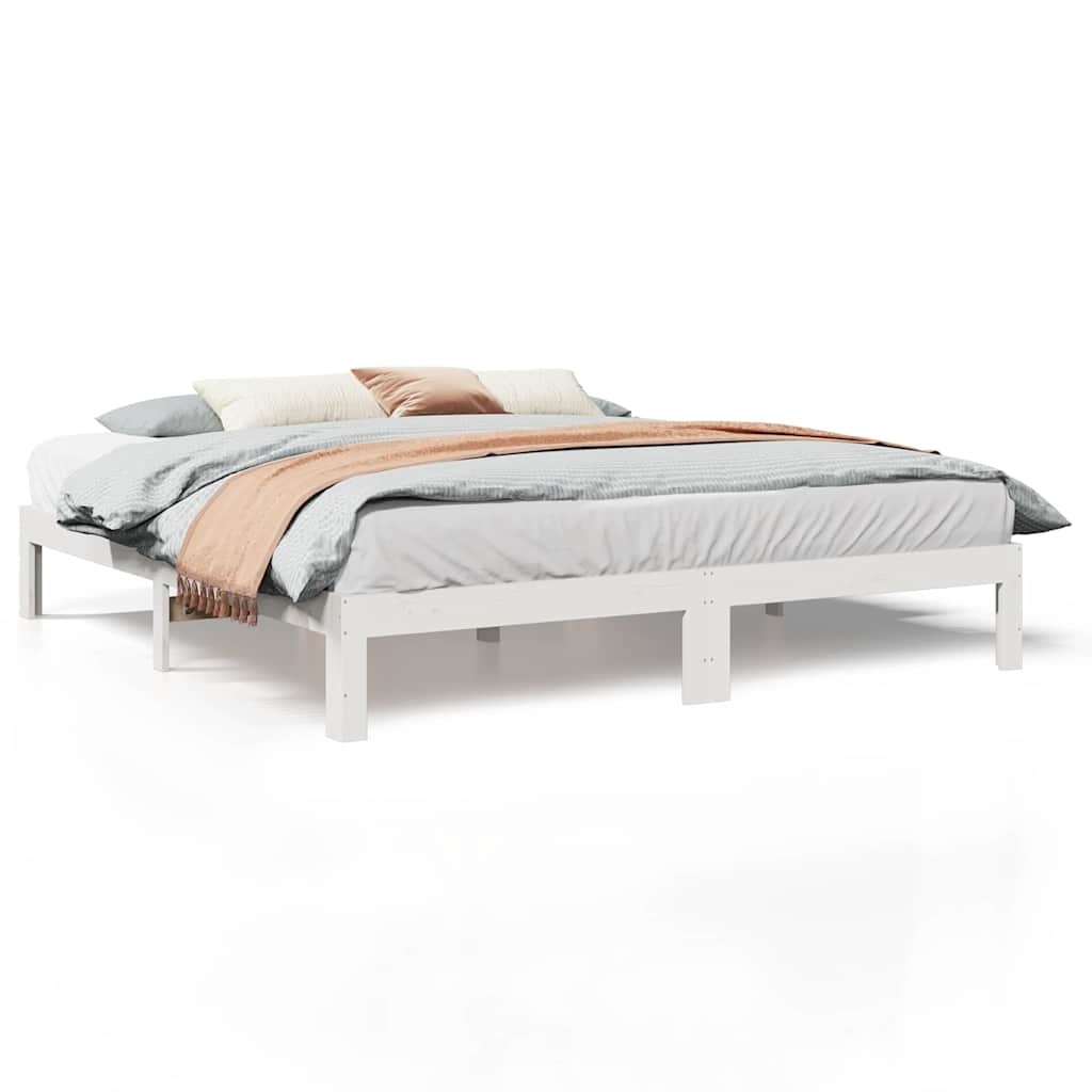 vidaXL Bedframe Grenenhout Wit 160x200 cm - 34% Korting!
