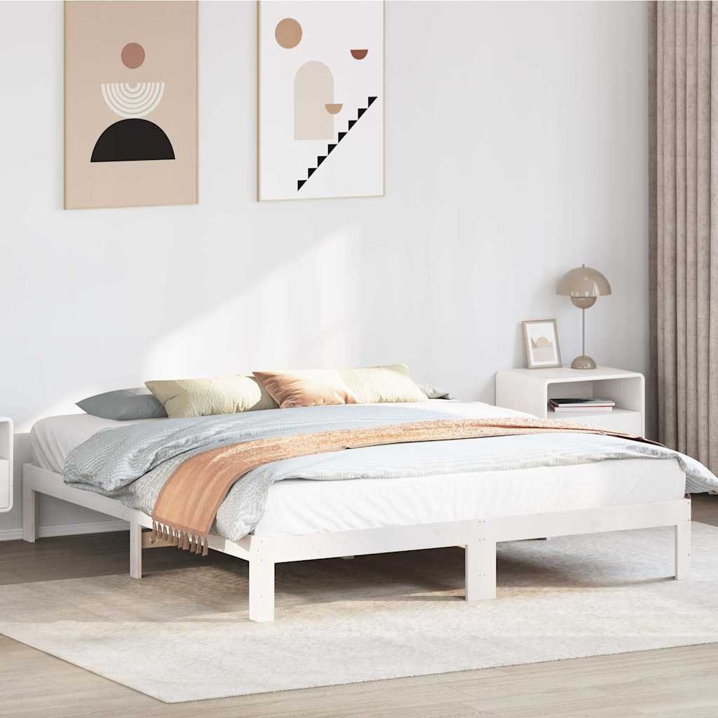 vidaXL Bedframe Grenenhout Wit 160x200 cm - 34% Korting!