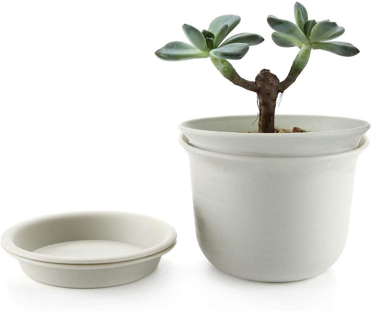 Set van 2 Zwarte Bloempotten (15cm) met Korting - Retourproduct