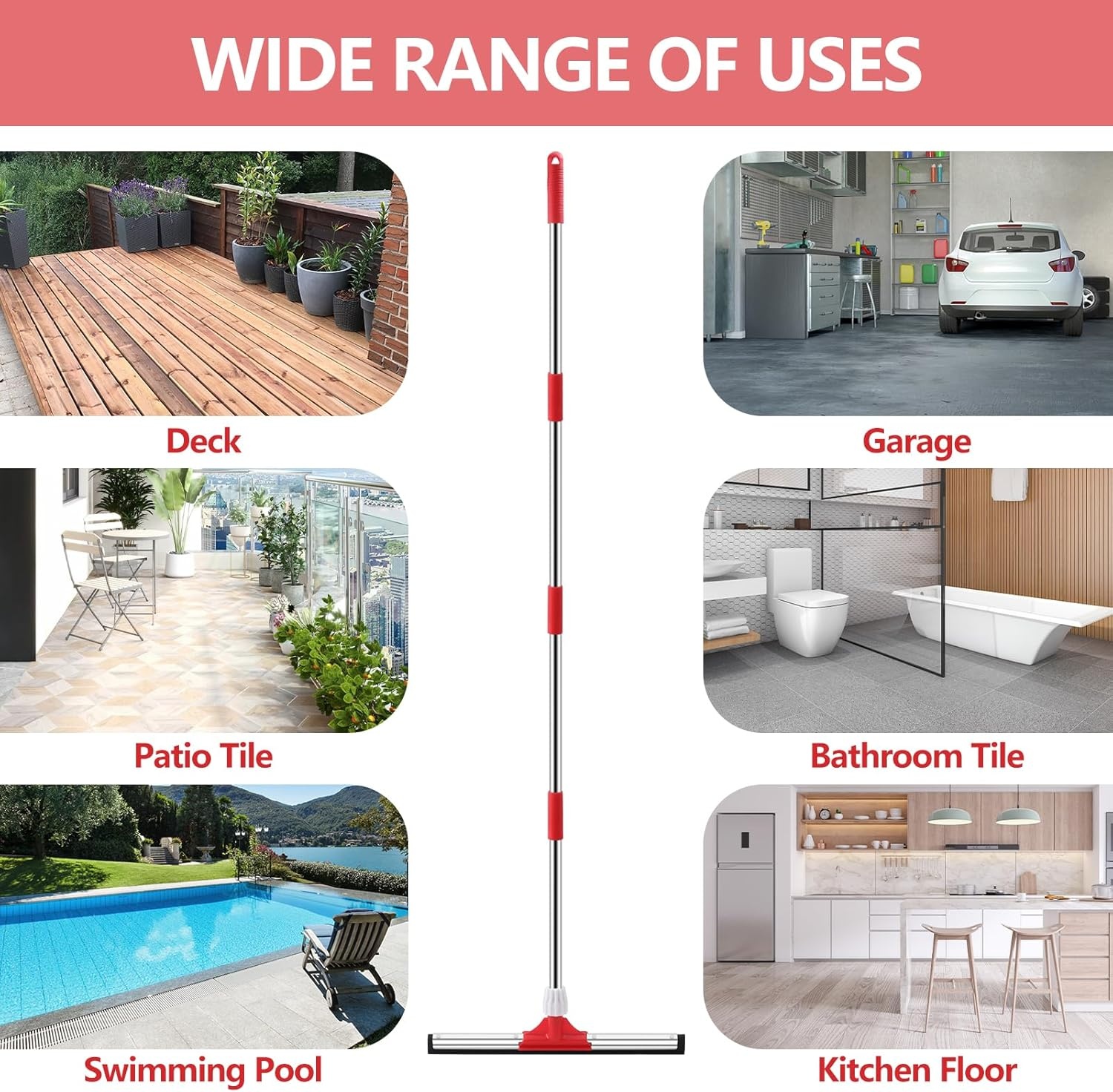 Vloerwisser telescoopsteel 147cm | Sneldrogend Schuimrubber | 23% Korting!