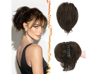 Echt Haar Paardenstaart Clip-in 20cm Donkerbruin - 54% Korting!