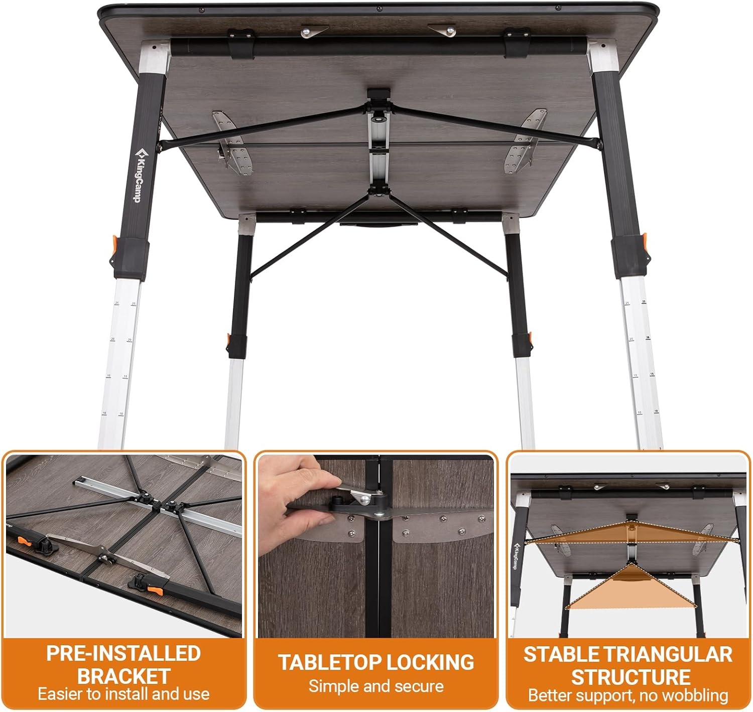 KingCamp Bamboe Campingtafel - Inhoogte Verstelbaar (30% Korting)