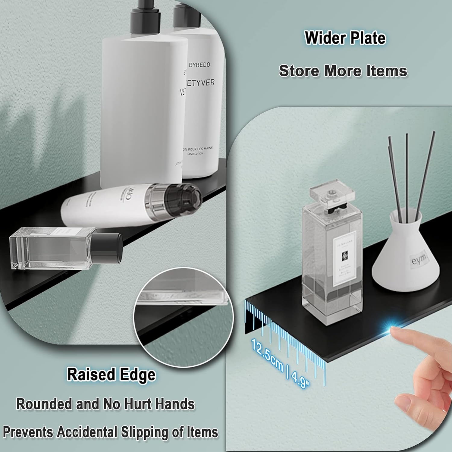 Metaal Wandplank Set van 2 - Zwart - 40cm - 53% Korting!