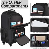 MATEIN Zwarte Trolley Rugzak 17" Laptop - Cabineformaat met 4 Wielen (24% Korting)