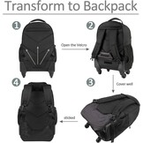 MATEIN Zwarte Trolley Rugzak 17" Laptop - Cabineformaat met 4 Wielen (24% Korting)