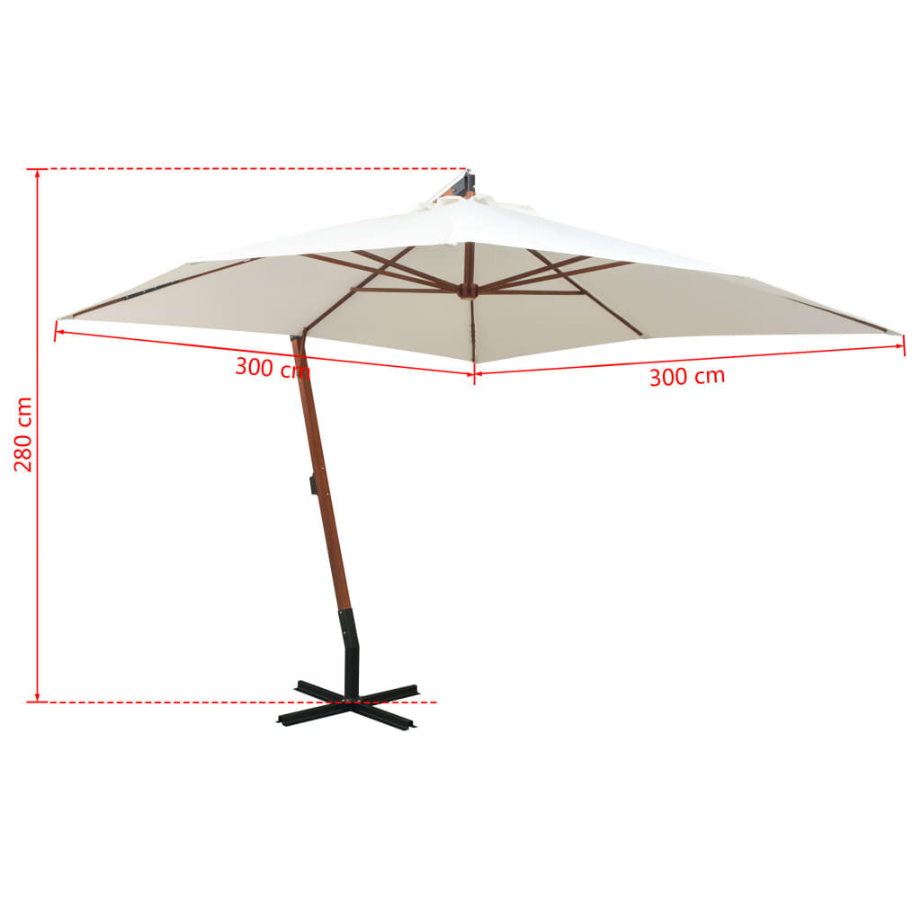 VidaXL Zweefparasol Wit 300x300cm - 34% Korting!