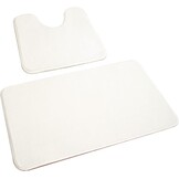 Set van 2 Antislip Badkamertapijten Wit - 50x80 cm & WC Tapijt 50x40 cm
