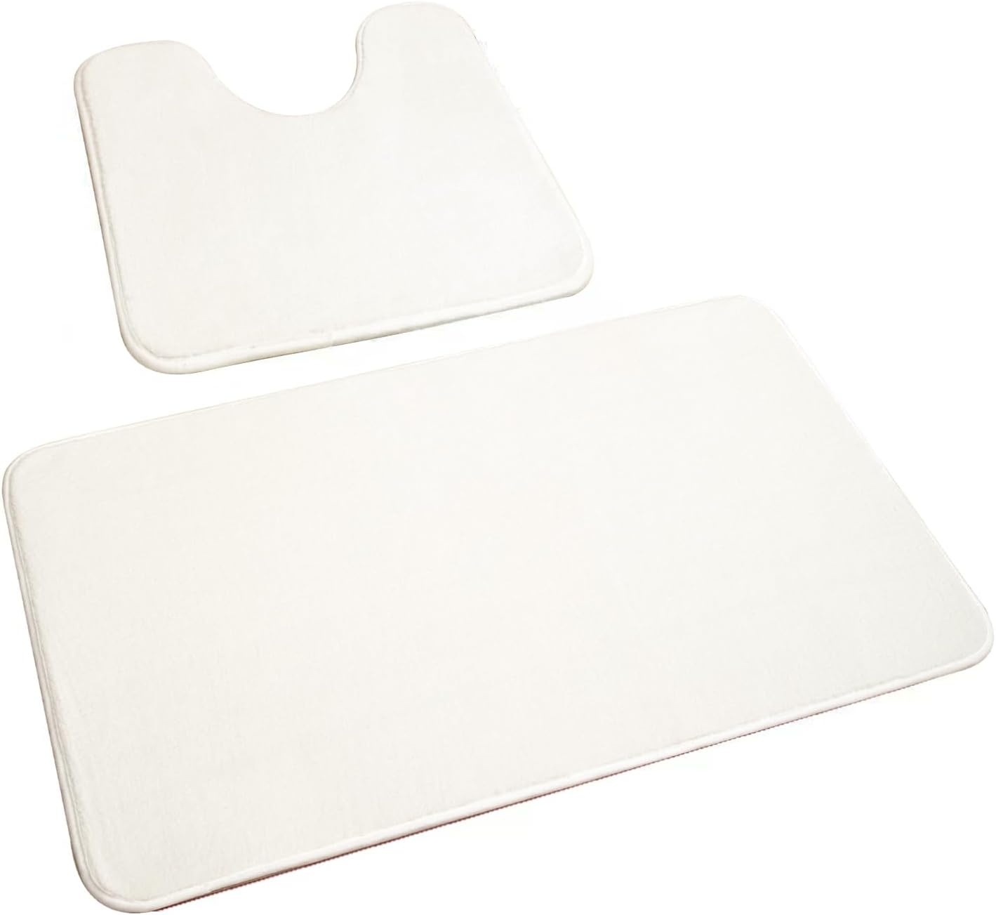 Set van 2 Antislip Badkamertapijten Wit - 50x80 cm & WC Tapijt 50x40 cm