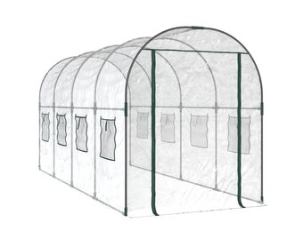 vidaXL Tuinkas 160x400x190 cm PVC en gepoedercoat staal transparant