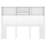 vidaXL Hoofdbordkast 140x19x103,5 cm hoogglans wit