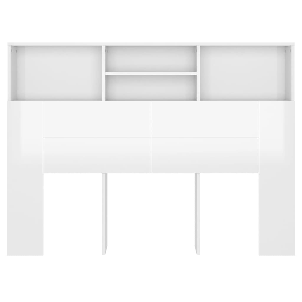 vidaXL Hoofdbordkast 140x19x103,5 cm hoogglans wit