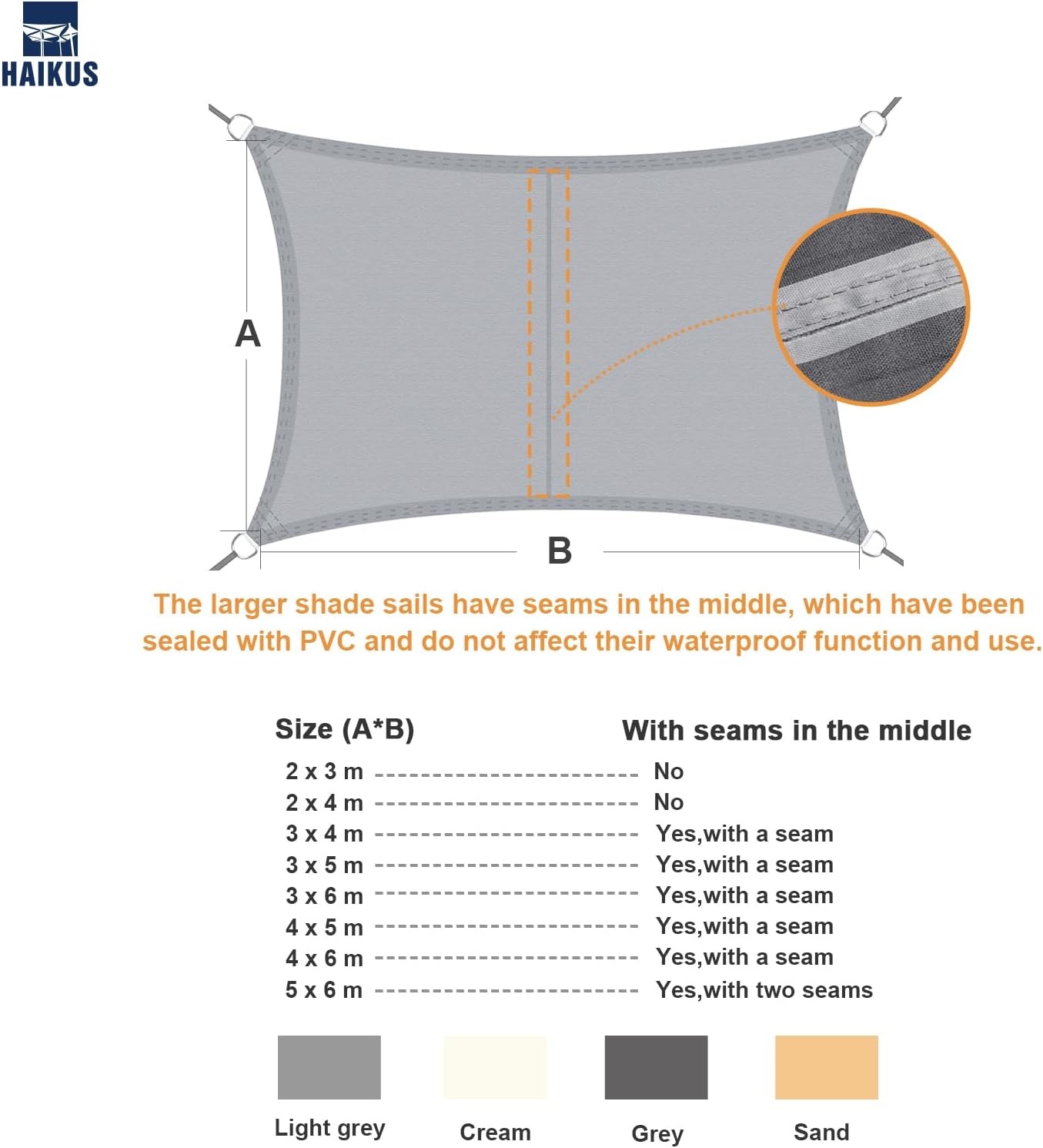 HAIKUS Zonnezeil Rechthoekig 3x5m - 35% Korting!