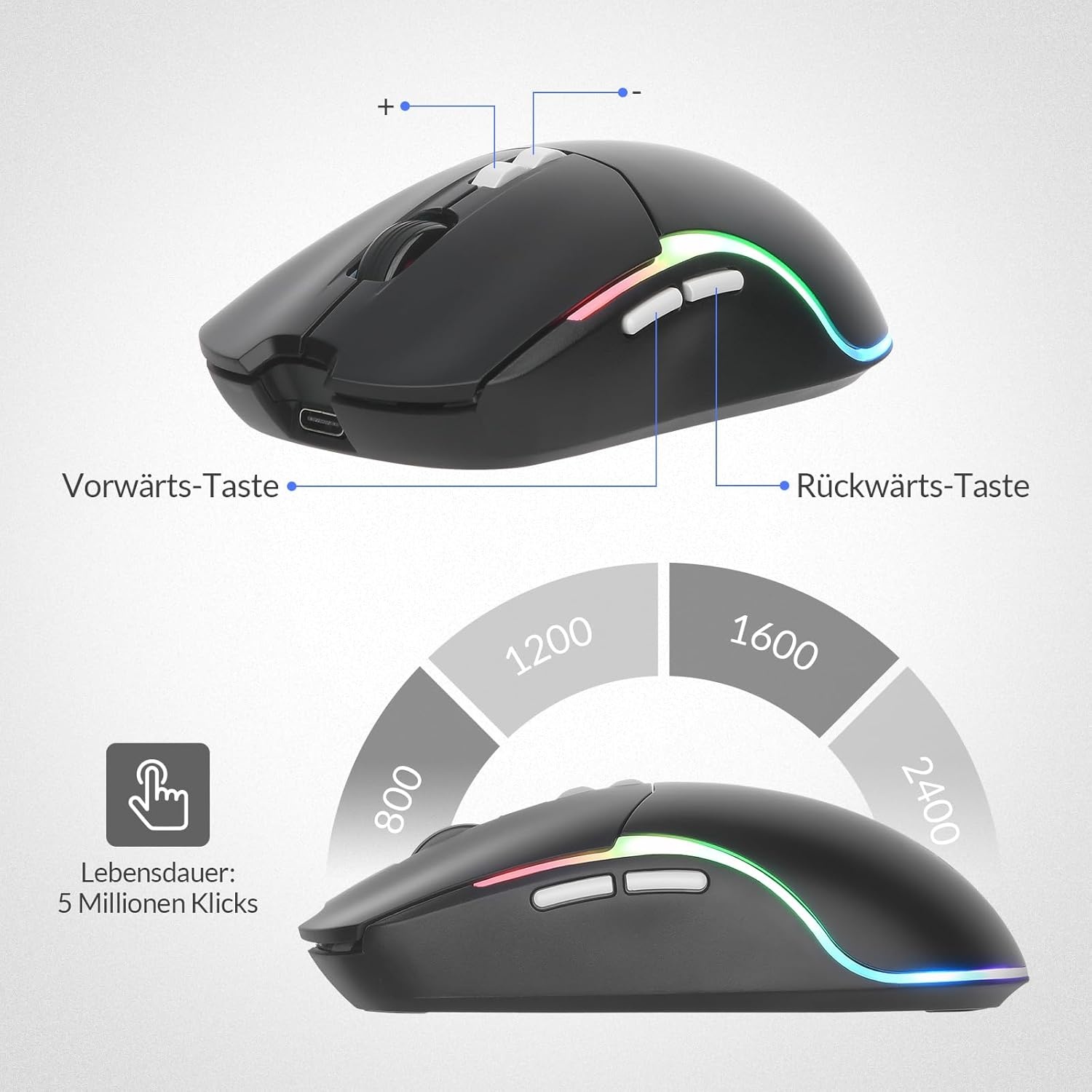 Rii Draadloos Gaming Toetsenbord & Muis Set Zwart | QWERTZ | -26%