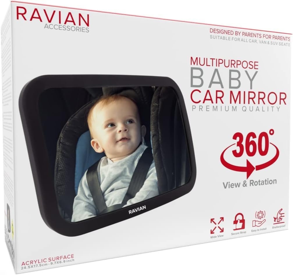 RAVIAN Autospiegel Baby/Kinderen - Onbreekbaar, 360° Verstelbaar (-24%)