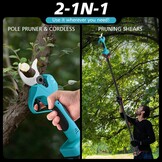 Elektrische snoeischaar, 40 mm, 2-in-1 elektrische takkenschaar, telescoop, compatibel met Makita accu's, accu-takkenschaar, maximaal bereik tot 2,2 m, snoeischaar, draadloos (zonder accu)