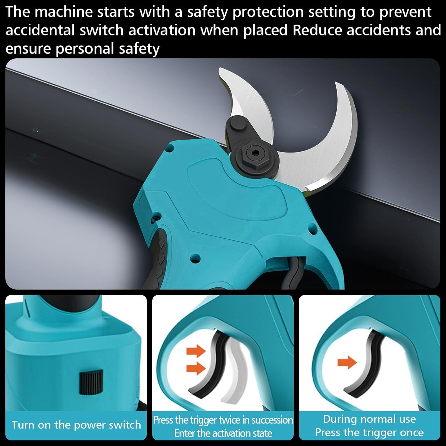 Elektrische snoeischaar, 40 mm, 2-in-1 elektrische takkenschaar, telescoop, compatibel met Makita accu's, accu-takkenschaar, maximaal bereik tot 2,2 m, snoeischaar, draadloos (zonder accu)