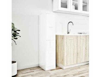 vidaXL Apothekerskast 30x41x144,5 cm bewerkt hout hoogglans wit