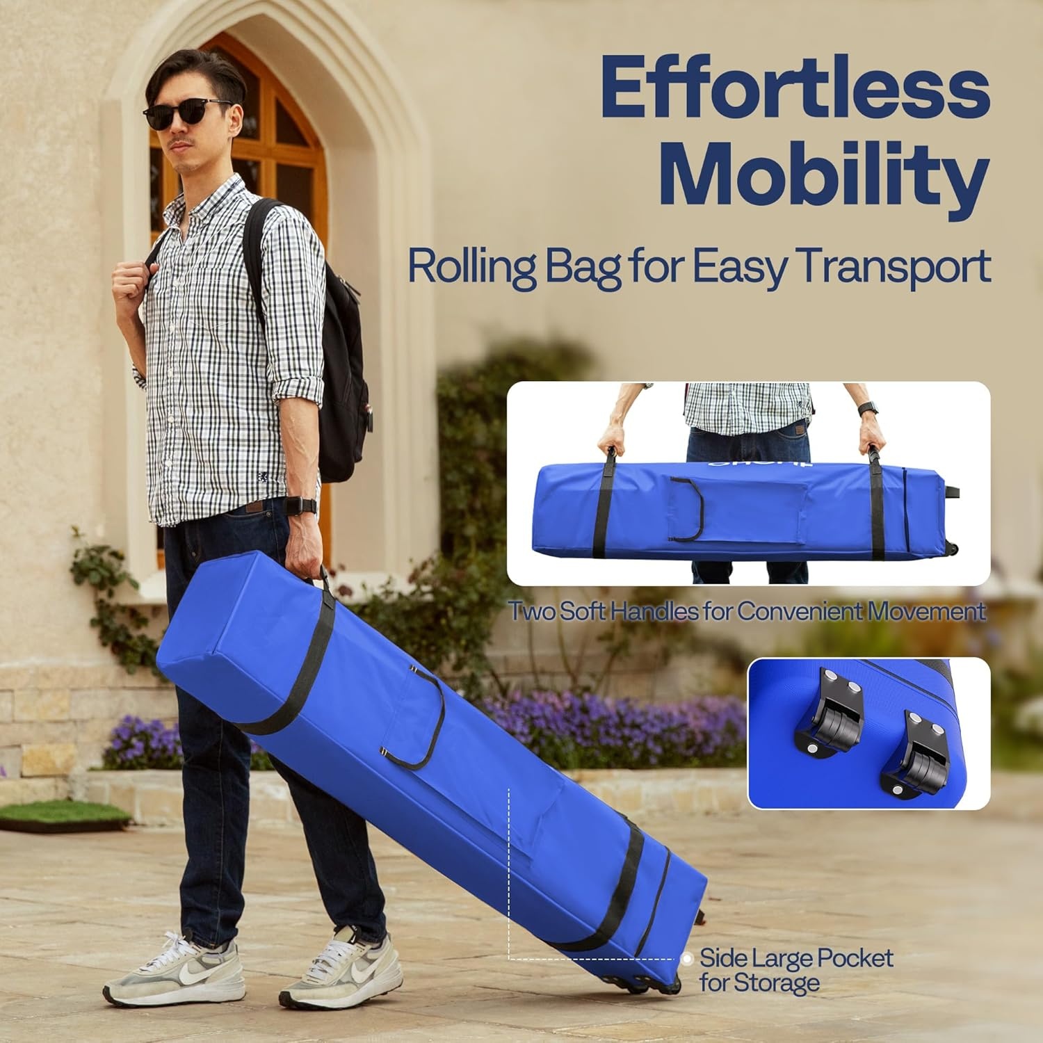 VIVOHOME Pop-Up Campering Tent Blauw 8x8ft met Muskietennet