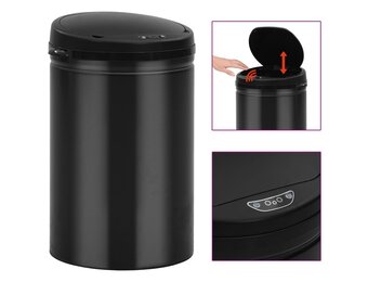 VidaXL Sensor Prullenbak 30L Zwart - 33% Korting