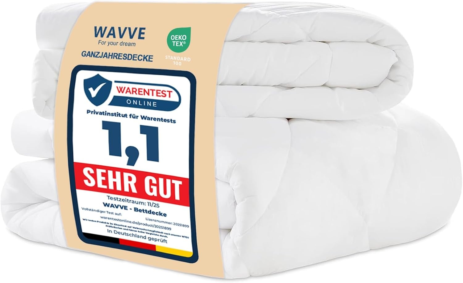 WAVVE zomerdekbed + jaardekbed = winterdekbed, 450m², 240 x 260 cm, 4 seizoenen, ademend dekbed