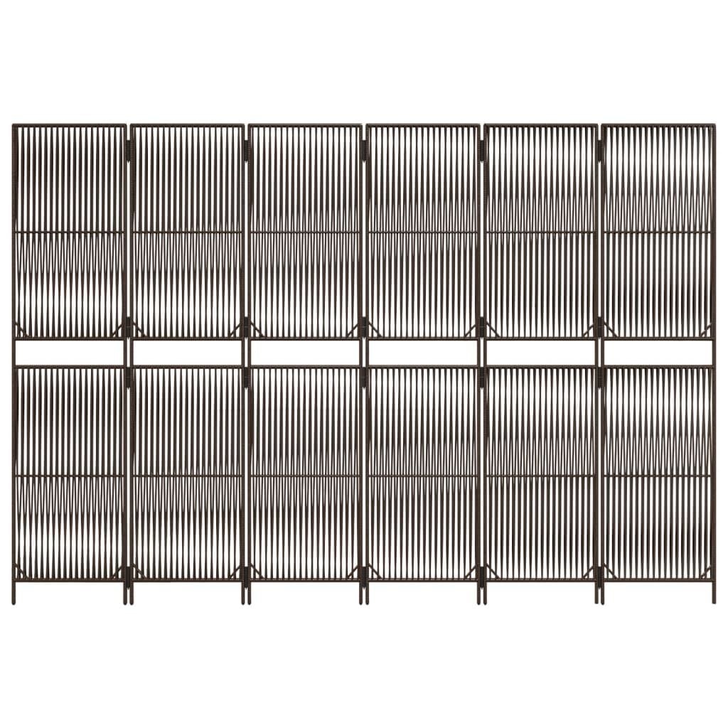 vidaXL Kamerscherm 6 panelen poly rattan bruin