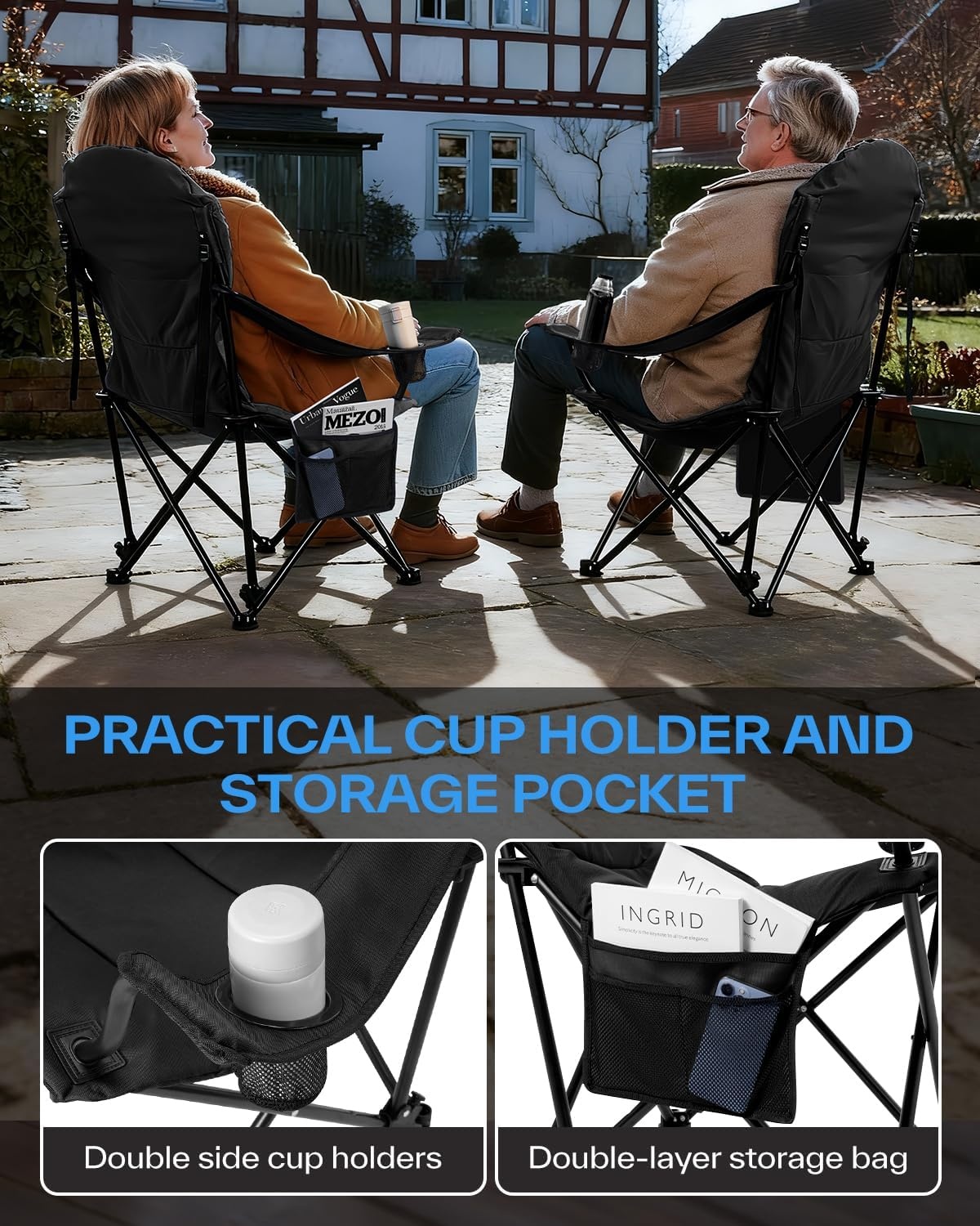 Sportneer Campingstoel Zwart - Opvouwbaar (34% Korting)