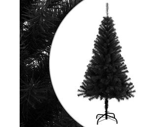 Zwarte Kunstkerstboom 120 cm met Standaard - 60% Korting!