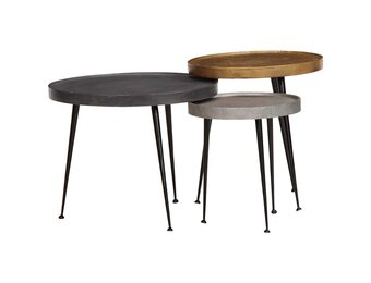 vidaXL Salontafel 3 stuks Multicolor Engineered Wood