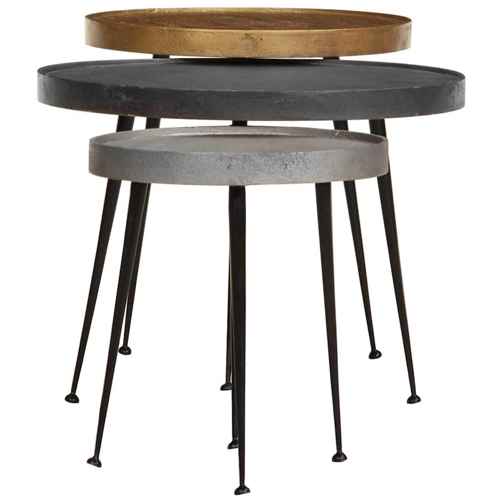 vidaXL Salontafel 3 stuks Multicolor Engineered Wood