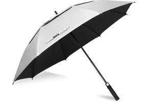 ZOMAKE UV Golfparaplu Zilver/Zwart 62 Inch - 25% Korting!