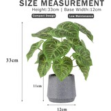 Kunstplant Kaarsblad (Candle Leaf) Groen/Grijs, 35 cm hoog, met pot