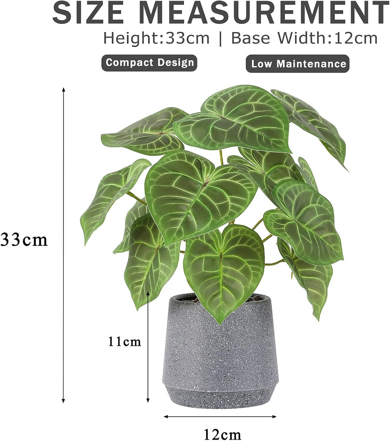 Kunstplant Kaarsblad (Candle Leaf) Groen/Grijs, 35 cm hoog, met pot