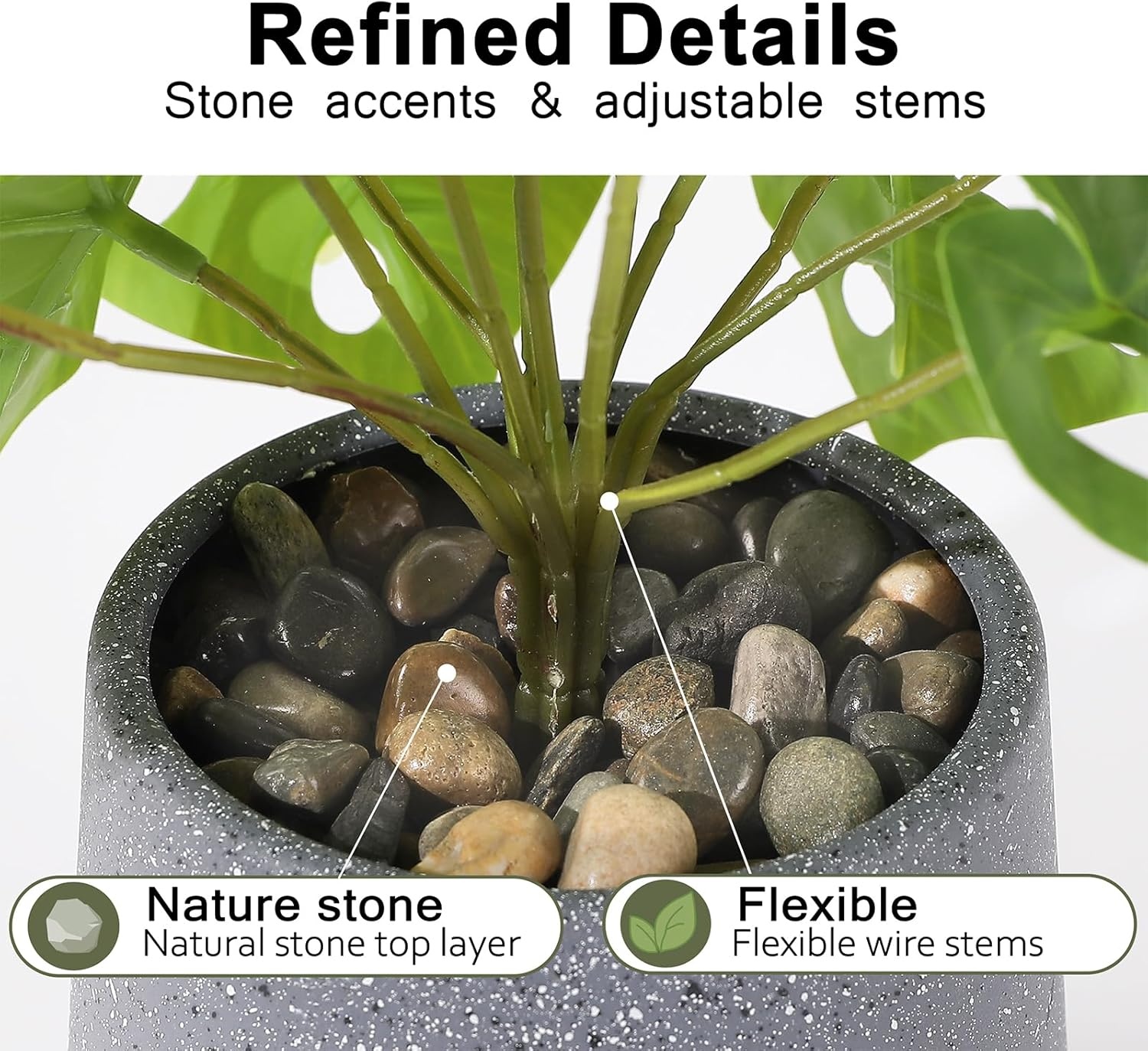 Kunstplant Kaarsblad (Candle Leaf) Groen/Grijs, 35 cm hoog, met pot