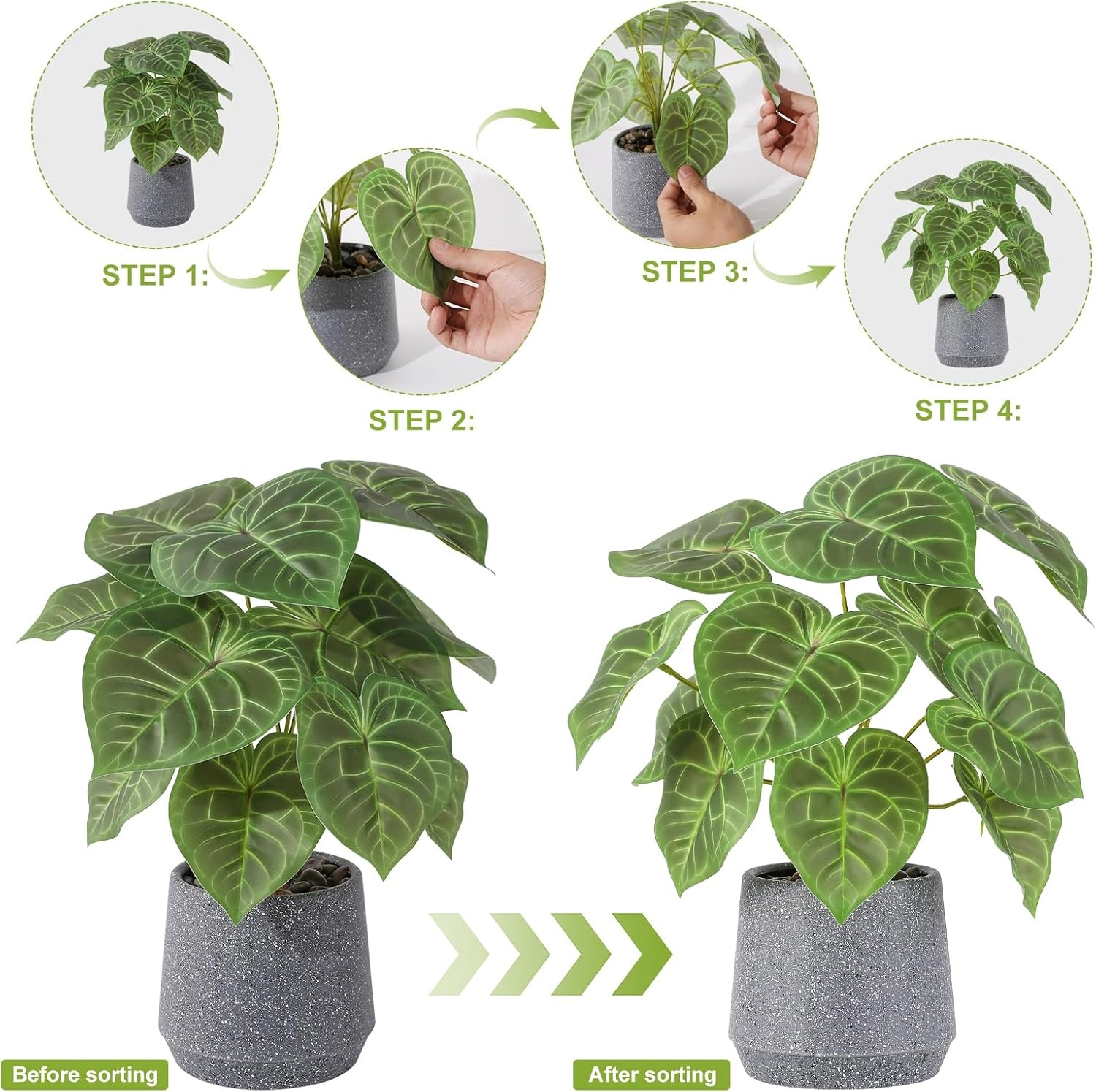 Kunstplant Kaarsblad (Candle Leaf) Groen/Grijs, 35 cm hoog, met pot