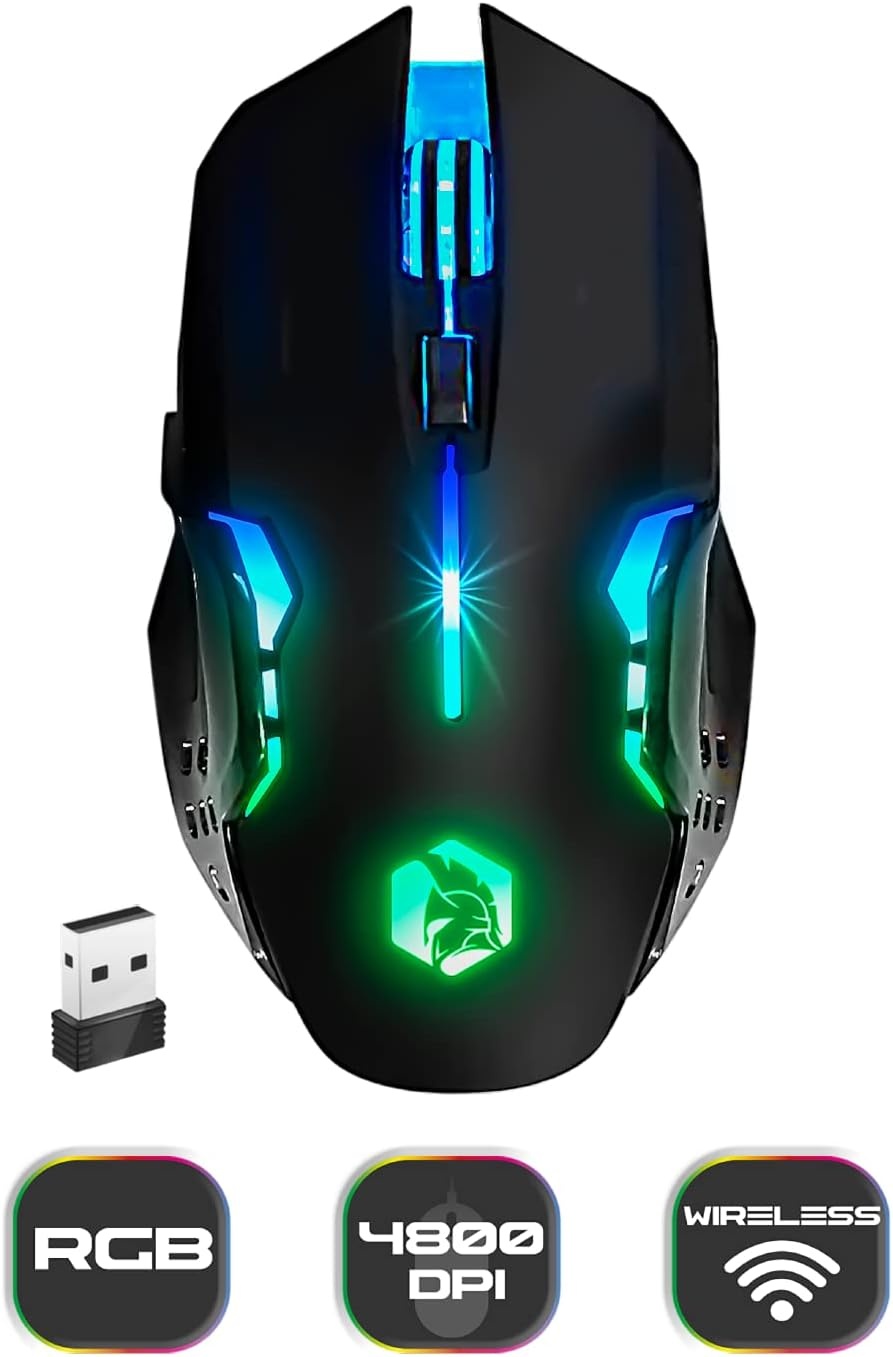 EMPIRE GAMING - Armor RF800 draadloos gamingtoetsenbord en -muisset QWERTZ (DE-indeling) - 2,4 G RGB draadloos toetsenbord - Ergonomische draadloze muis met muismat van 4800 dpi - PC PS4 PS5 Xbox One/serie Mac