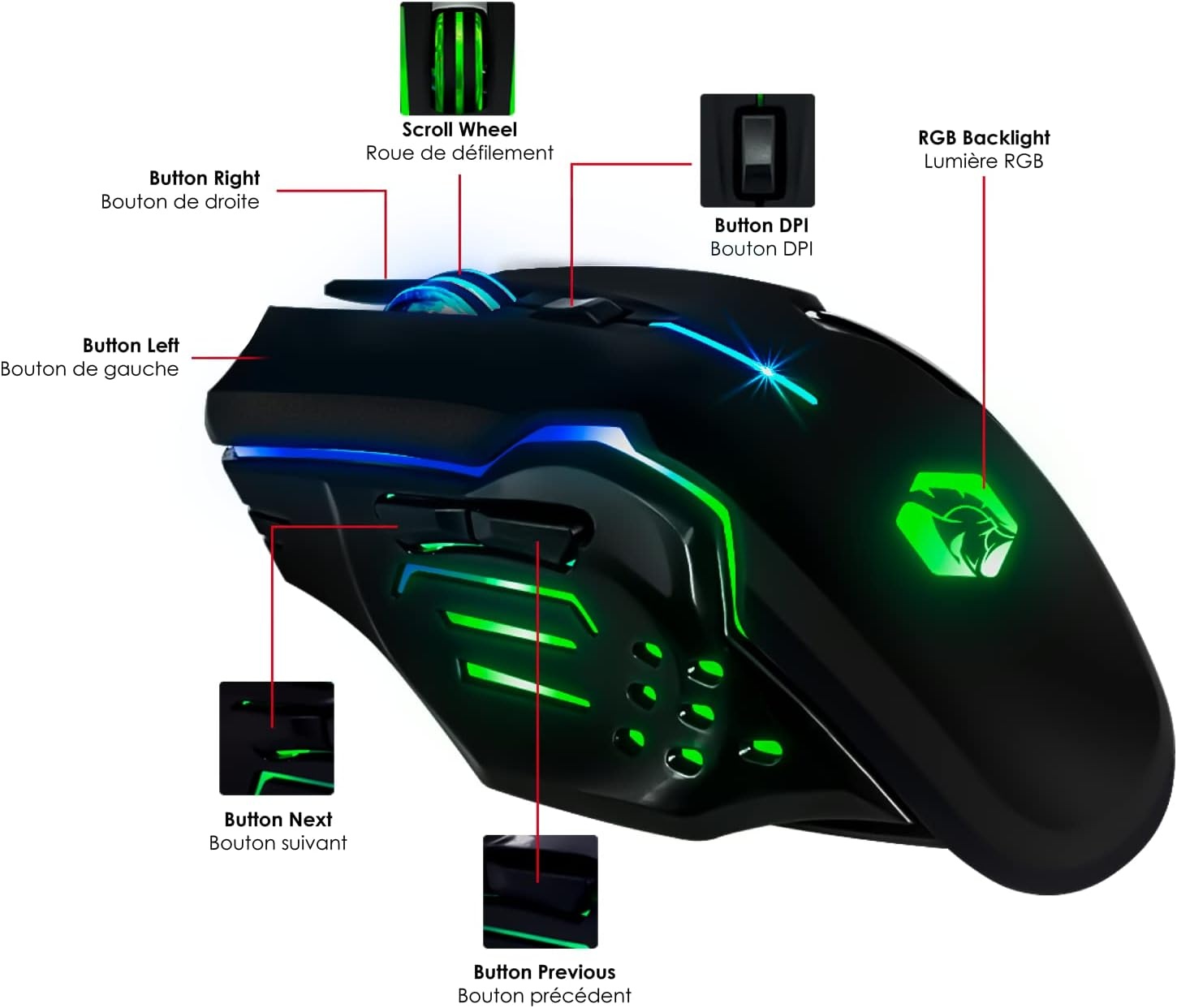 EMPIRE GAMING - Armor RF800 draadloos gamingtoetsenbord en -muisset QWERTZ (DE-indeling) - 2,4 G RGB draadloos toetsenbord - Ergonomische draadloze muis met muismat van 4800 dpi - PC PS4 PS5 Xbox One/serie Mac
