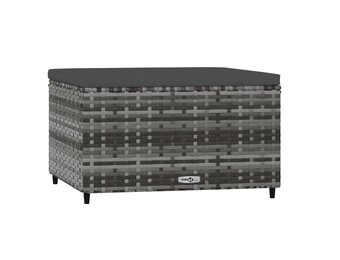 vidaXL Voetensteun met kussen poly rattan grijs