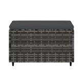 vidaXL Voetensteun met kussen poly rattan grijs