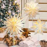 Kerstster met LED-verlichting - 45 cm - Wit/Rood - 50% Korting!