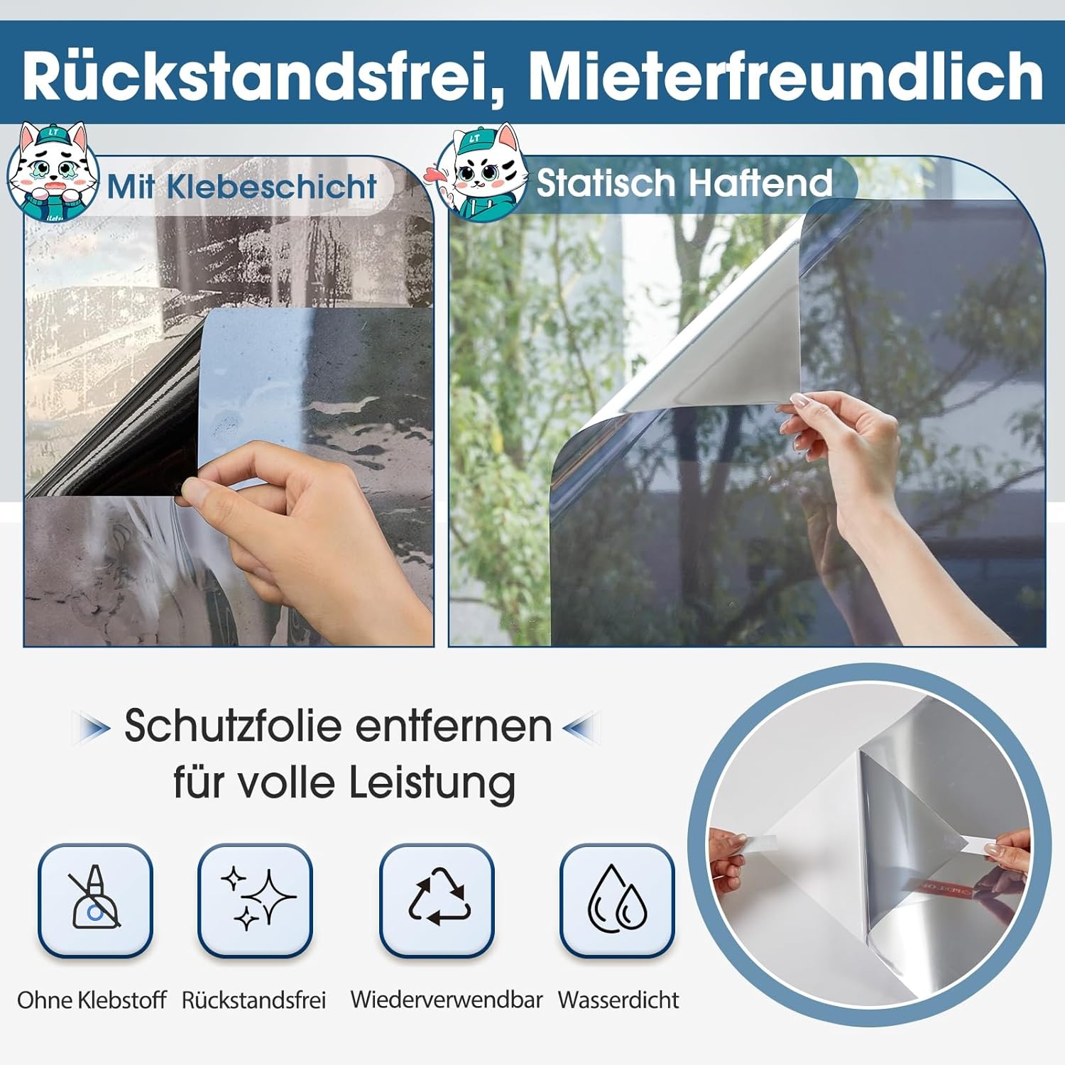 Lifetree Raamfolie - 54% Korting! Privacy & Zonwering (Zilver, 90x1000cm)