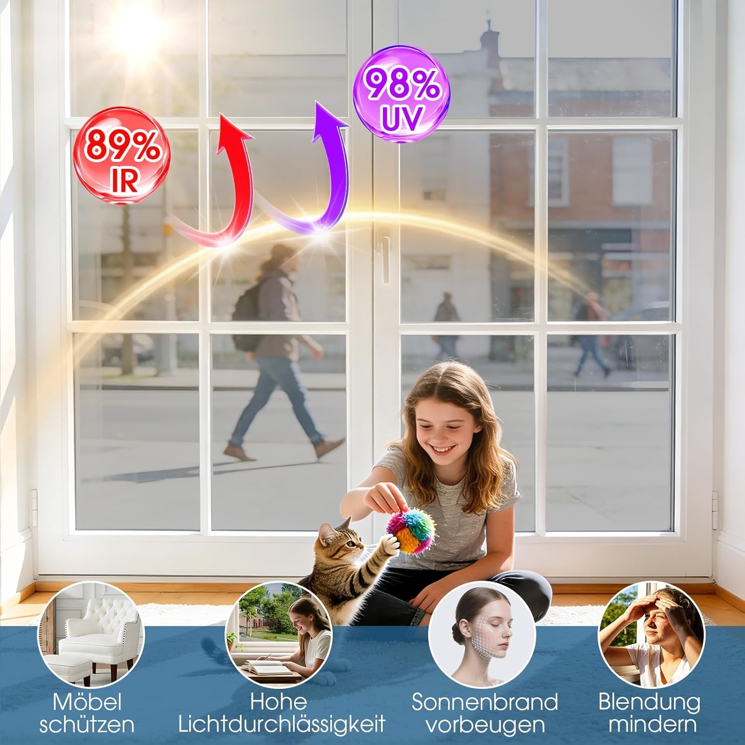 Lifetree Raamfolie - 54% Korting! Privacy & Zonwering (Zilver, 90x1000cm)