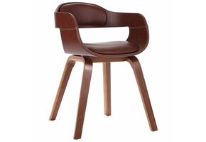 vidaXL Eetkamerstoel Gebogen Hout & Kunstleer Bruin - 54% Korting!