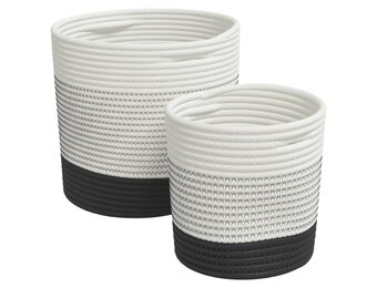 vidaXL Opbergmanden 2 st. Katoen Wit/Zwart - 28% Korting