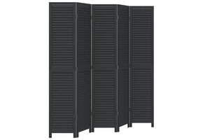 Kamerscherm met 5 panelen Paulowniahout Zwart - 34% Korting!