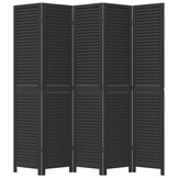 Kamerscherm met 5 panelen Paulowniahout Zwart - 34% Korting!