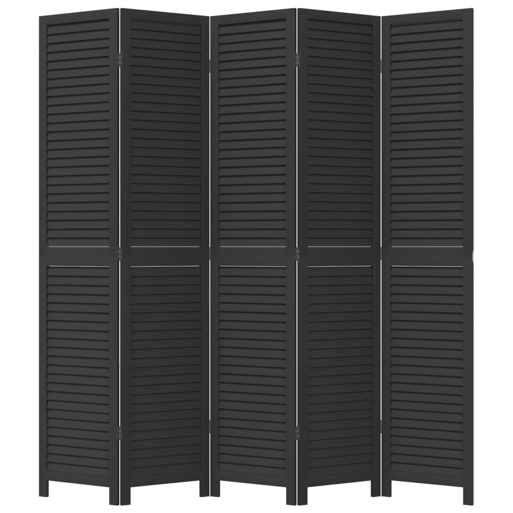 Kamerscherm met 5 panelen Paulowniahout Zwart - 34% Korting!