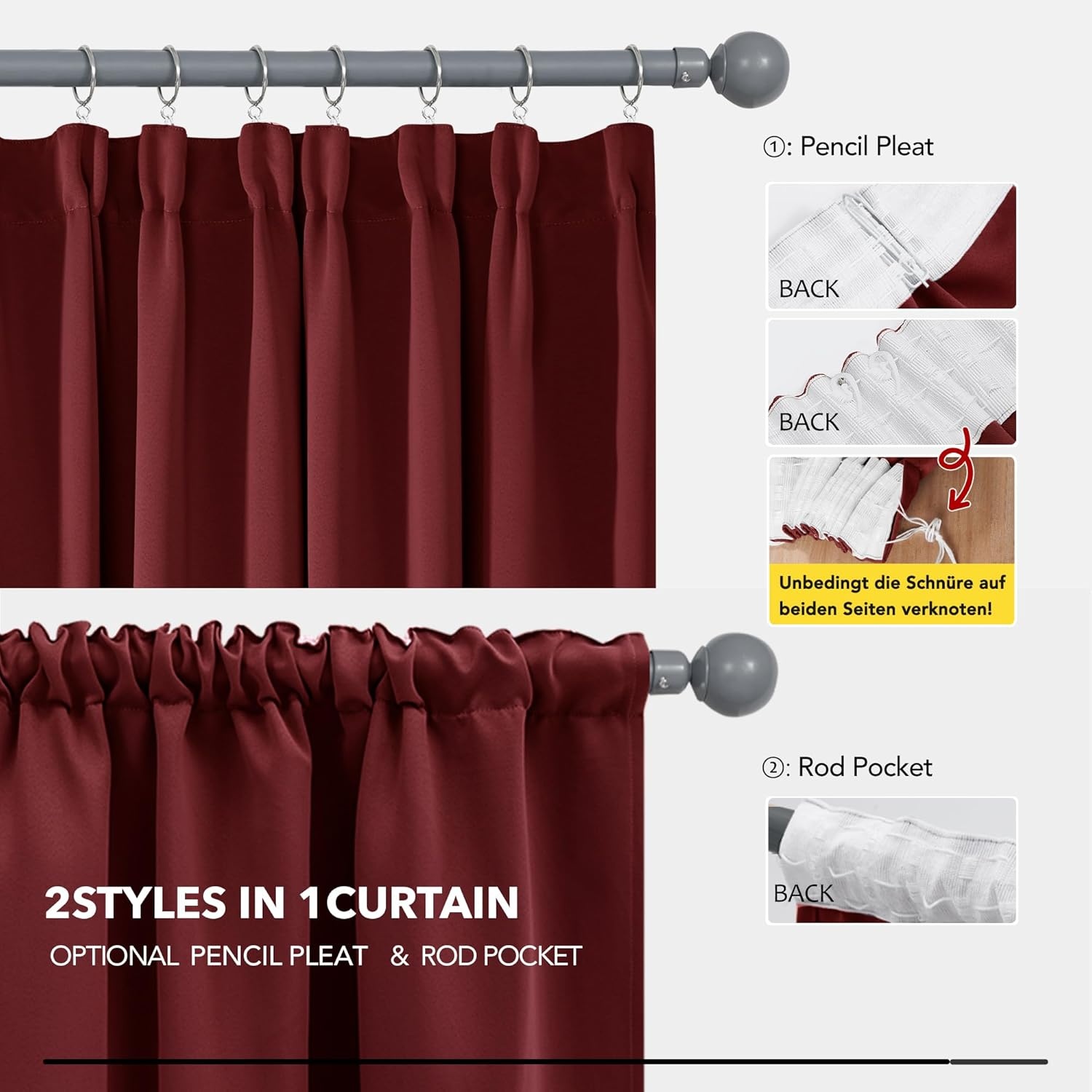 Deconovo Verduisteringsgordijnen Donkerrood - 26% Korting!