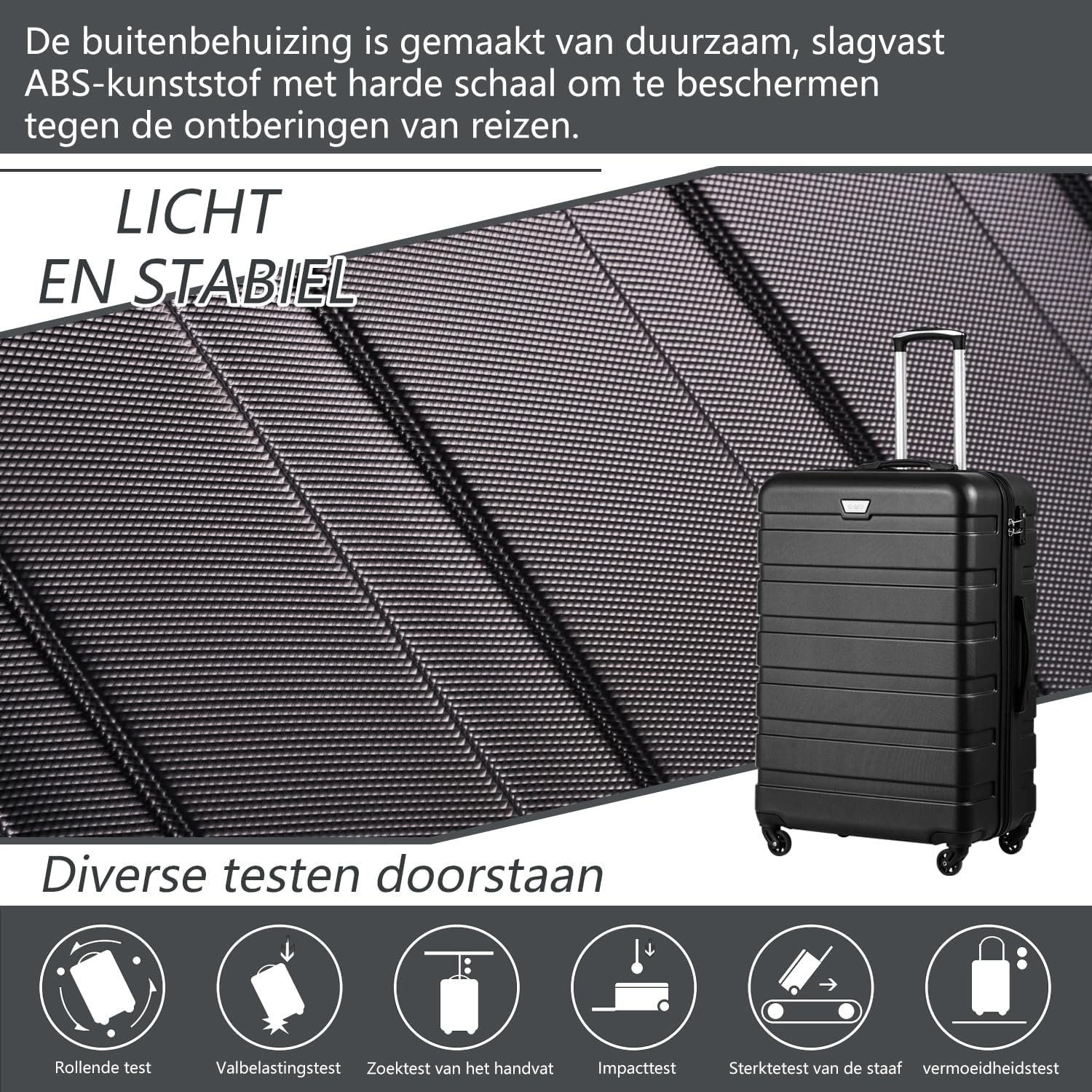 COOLIFE Reiskoffer Zwart 77cm - 54% Korting!